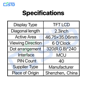 STD 2.3inch 320x240 TN MCU TFT LCD Display Industrial Grade HMI Solutions High Customization Quality Assurance - Product Image 4