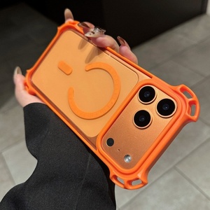 New Four Corners Gasbag Shockproof Magnetic Wireless Charging Anti-Fingerprint Transparent TPU+Acrylic Phone Case for 17 - Product Image 5