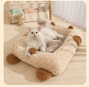 모던 클래식 만화풍 겨울용 따뜻한 고양이 & 강아지 침대 친환경 내구성 통기성 있는 둥지 소파 (히터 포함, 세탁 가능) - Product Image 1