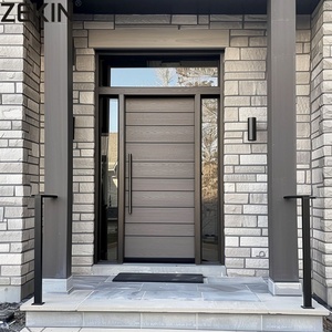 Porte d'entrée en aluminium certifiée As2047 Superhouse du projet Zekin Europe avec bande en aluminium, porte d'entrée principale - Product Image 1