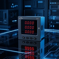 EASTSONG ES96-I3 Medidor de Energía Trifásico 96x96, Medidor de Panel Digital, Amperímetro con Pantalla LED, RS485 Modbus RTU, Clase 0.5, para Tablero de Distribución