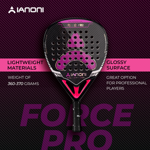 Raqueta de Pádel Caston Sports IANONI 3K Force Pro Morada/Roja 38mm 360g con Núcleo de EVA y Superficie Brillante de Fibra de Carbono en Forma de Diamante - Product Image 1