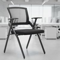 Chaise de formation ergonomique moderne pliable en alliage d'aluminium avec tablette d'écriture - Chaise de direction de conférence à domicile en maille réglable en hauteur