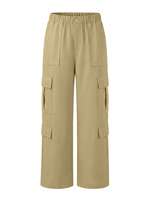 Pantalon cargo taille haute pour femme, coupe large, plusieurs poches, style décontracté streetwear, longueur intégrale
