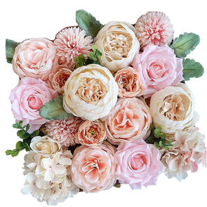 Combo <span class=keywords><strong>de</strong></span> fleurs artificielles faites à la main pour le bricolage <span class=keywords><strong>de</strong></span> bouquets <span class=keywords><strong>de</strong></span> <span class=keywords><strong>mariée</strong></span> <span class=keywords><strong>de</strong></span> mariage Mélange <span class=keywords><strong>de</strong></span> roses en soie <span class=keywords><strong>rose</strong></span> <span class=keywords><strong>et</strong></span> <span class=keywords><strong>de</strong></span> pivoines avec tiges - Product Image 4