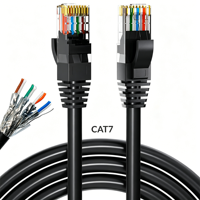 Cable Ethernet SFTP Cat7A Premium de 1M/1.5M/2M, Cable de Conexión de Red Blindado Negro de Cobre Puro Personalizado para Centro de Datos de Alta Velocidad