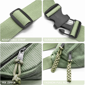 Marsupio a tracolla borse Casual a tracolla Multi Zip tasche con spalline regolabili da donna e da uomo borsa a tracolla in velluto a coste - Product Image 5