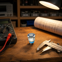 Interrupteur à bouton-poussoir momentané à anneau LED rouge en acier inoxydable 316 IP67 22 mm haute intensité 1NO pour démarrage de moteur marin électronique 12V 20A