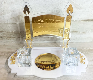 व्यक्तिगत जूडाका शब्बत ल्यूसी शलम मोमबत्ती स्टैंड सेट जेविश ऐक्रेलिक मेनोरा धारक ऐक्रेलिक जूका उपहार - Product Image 6