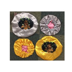Ensemble ajustable Mommy Me : Bonnet de nuit en satin pour femmes et bébés, enfants, tout-petits, casquette pour cheveux bouclés - Product Image 1