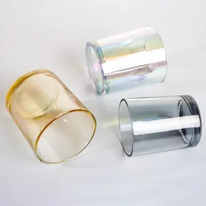 Großhandel Milchglas Votiv Kerzenhalter Vintage recycelte Regenbogen farbige Glas Kerzenhalter Dekoration Glas