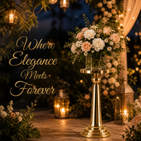 Support de fleurs en acier inoxydable doré de luxe, vase pour centre de table de mariage, décoration florale et pour table d'événements festifs