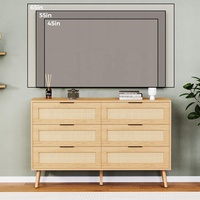 Commode moderne, armoire de rangement, chambre à coucher, salon, bois, rotin, commode à 6 tiroirs