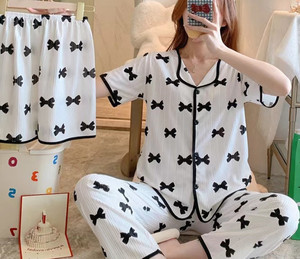 Conjuntos de <span class=keywords><strong>pijama</strong></span> para <span class=keywords><strong>mujer</strong></span>-Conjuntos de <span class=keywords><strong>pijama</strong></span> de tres piezas-Pantalones cortos de <span class=keywords><strong>manga</strong></span> <span class=keywords><strong>corta</strong></span> y pantalones largos-Ropa de hogar para <span class=keywords><strong>mujer</strong></span> - Product Image 2