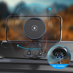 Chargeur de voiture sans fil magnétique MagSafe pour iPhone d'Apple, support de tableau de bord, rotation à 360 degrés, noir - Product Image 1