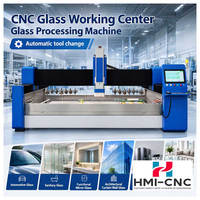 Mesin Pengolah Kaca Multifungsi HMI Glass Working Center untuk Penggilingan, Pengeboran, Pengukiran, Pengasahan, dan Pemolesan dengan Pengganti Alat Otomatis
