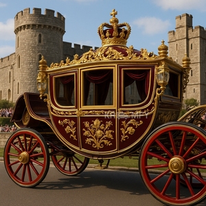 Dual-Purpose 4-Wheel Horse Drawn Royal Carriage Gold Leaf <b>Paint</b> Metal Design Exclusive Special Transportation Wedding Solid - Product Image 6