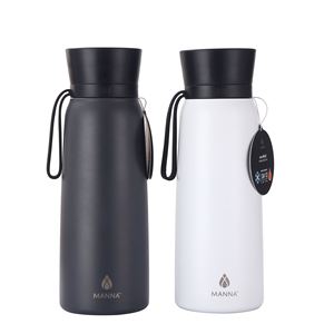 Business Style Matte Stainless Steel Vacuum Water <b>Bottle</b> with Carry Strap, Leakproof Reusable <b>Thermos</b>, - Product Image 1
