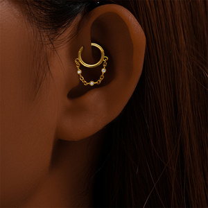 CANNER Novedad Pendientes de Borla de Plata de Ley 925 Bañados en Oro de 18K con Cadena y Hebilla, Joyería de Borla - Product Image 5