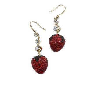 Sweet Fresh Strawberry Luxury Fashionable Classic Gentle Simple Versatile Exquisite <b>Red</b> Butterfly Drop <b>Earrings</b> Silver Plated - Product Image 5