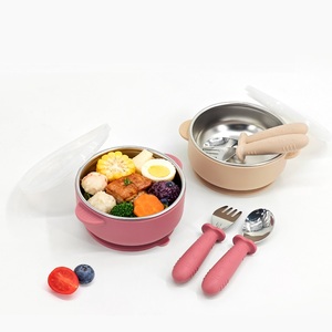 Bol pour enfant en acier inoxydable non toxique 5'' avec coque en silicone antidérapante multicolore incassable sans BPA, compatible lave-vaisselle, sans dégâts - Product Image 6