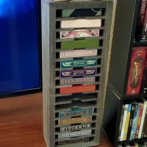 Wooden Cassette Tape Storage Case Organizer Rack For Collections Audio Accessory Easy To Assemble Laser Cut Shelving