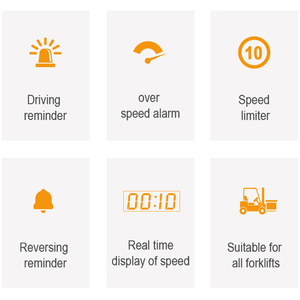 חיישן מהירות אלחוטי WTSAFE למלגזה עם אזעקת מהירות מופרזת, נורות אזהרה, תצוגת מהירות, עמידות למים IP65, תזכורת רוורס - Product Image 2