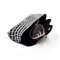 Étui à lunettes en cuir PU à motif crocodile de luxe, pochette vintage pour lunettes de soleil avec bouton pression