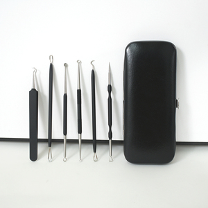 6 ؟ إزالة الرؤوس السوداء طقم إبرة حب الشباب الجراحية الفولاذ المقاوم للصدأ بثور مجموعة مستخرج مع مرآة العناية بالوجه أداة تنظيف - Product Image 3