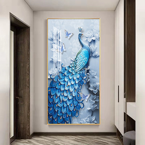 Couloir entrée décor moderne hôtel animal 5d diamant toile cristal porcelaine peinture photo mur art peinture décor - Product Image 3