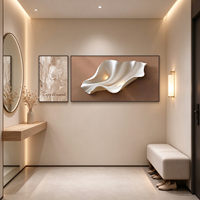 2 Panneaux d'art mural abstrait ondulé en toile de cristal, encadrés en alliage d'aluminium, décoration moderne minimaliste pour salon