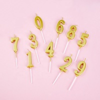 Bougies d'anniversaire numérotées dorées 0-9, bougies de gâteau métalliques sans fumée en cire de paraffine, décoration de gâteau, vente en gros