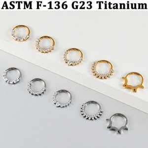 Titanium <strong>Nose</strong> <strong>Ring</strong> Zircon Teardrop Huggie Hoop Plated Trapezoid Marquise Zircon Segment <strong>Ring</strong> <strong>Nose</strong> <strong>Ring</strong> Piercing Cartilage - Product Image 3
