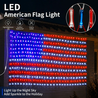 Guirlandes lumineuses drapeau américain avec 390 LED, étanches, rouge, blanc, bleu, décorations LED USA pour extérieur, jardin, fenêtre