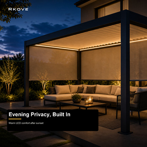 Pérgola Inteligente de Aluminio RKONE RK-C1 Serie C con Techo de Láminas Ajustables Motorizadas, 2 Pantallas Enrollables, para Patio Trasero, Terraza Privada al Aire Libre - Product Image 3