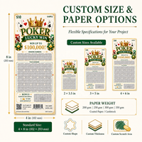 Billets de loterie personnalisés de haute qualité sur le thème des cartes à jouer, cartes à gratter avec numéro de série et suivi, billets de loterie à gain instantané