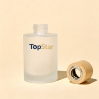 Bouteille diffuseur de parfum en verre dépoli de 120 ml avec bouchon en bois naturel, récipient vide pour diffuseur d'arômes pour la maison