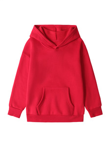 Sweat-shirt à capuche en molleton de coton pour enfants, couleur unie, avec poche kangourou, pour l'automne et l'hiver - Product Image 4