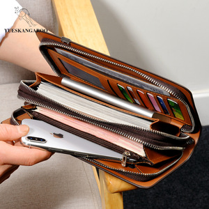 Borsa da uomo di marca YUESKANGAROO borsa da uomo alla moda borsa lunga a doppia cerniera portafoglio Business nero marrone Casual da uomo a portata di mano - Product Image 6