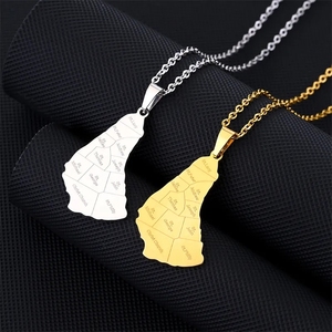 Mapa de moda de acero inoxidable de la <span class=keywords><strong>isla</strong></span> de Barbados con colgante de <span class=keywords><strong>nombre</strong></span> de ciudad collares plata/oro Color mapas joyería - Product Image 2
