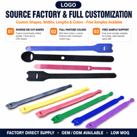 Bande de fixation auto-agrippante avec logo imprimé de taille personnalisée Attaches de câble double face réglable à l'arrière, sangle à crochet et boucle