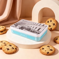 Grande boîte rectangulaire personnalisée vide en fer blanc pour bonbons, biscuits, chocolats, cadeaux alimentaires de Noël et du Nouvel An
