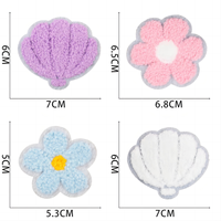 Patchs en chenille personnalisés avec des fleurs et des coquillages, patchs à lettres en sequins pour vêtements, chapeaux, patchs à repasser