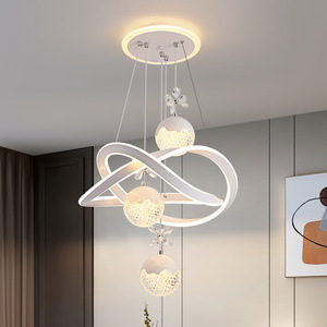 Lampadario di Lusso a Sospensione Lineare a Led in Cristallo K9 Moderno, Più Venduto, con Paralume a Fiori per Isola Cucina, Ristoranti e Bar - Product Image 1