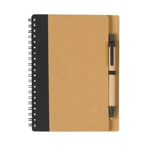 Biểu tượng tùy chỉnh tái chế kraft giấy Jotter xoắn ốc máy tính xách tay với bút - Product Image 4