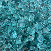 Vente en gros d'usine de morceaux de verre bleu turquoise broyé, pierres de verre irrégulières hautement transparentes pour aménagement d'aquarium CN/FUJ