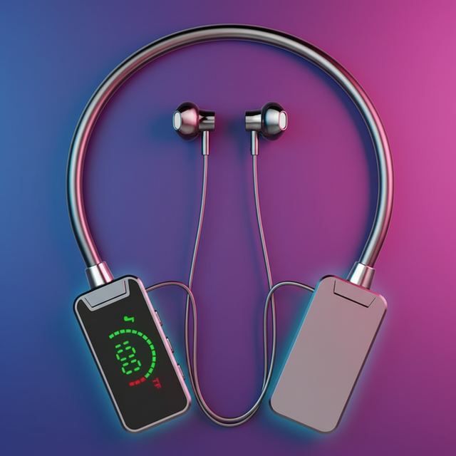 K08 New JL Popular Cross-Border E-Commerce Sports Earphones with Large LED Display Long Life Neckband for Karaoke