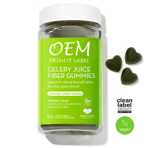 OEM Label pribadi batang suplemen diet serat suplemen bubuk seledri jus kaya Gummies untuk membersihkan saluran pencernaan