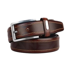 Cinturones con logotipo impreso personalizado de OEM para hombre Hebilla de cobre de piel de vaca de alta calidad Nuevo diseño Ansa Impex Tamaños personalizables a la medida - Product Image 1