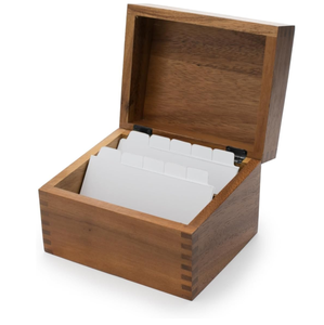 Boîte à <span class=keywords><strong>recettes</strong></span> en bois d'acacia avec séparateurs - Organisateur de cartes de cuisine à 2 compartiments avec étiquette - Product Image 1